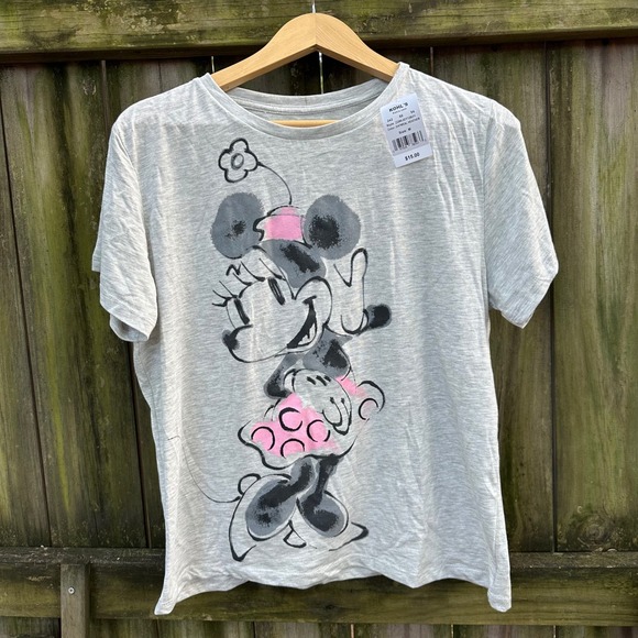 NWT Disney Minnie Mouse Watercolors Oatmeal Heather Graphic T-Shirt Size Medium - Picture 9 of 9